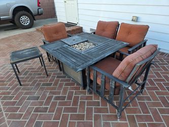 Propane fire pit table with furniture