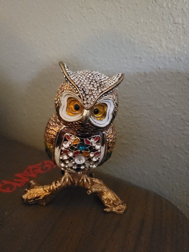 Rucinni jeweled owl trinket box