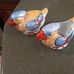 Antique  Birds Sugar And Creamer