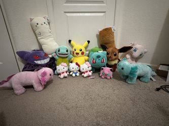 Plushies ( Stuffed Animals , Pokemon Build A Bear , Gengar Pikachu Bulbasaur Hello Kitty )