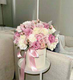 Pink and white floral arrangement