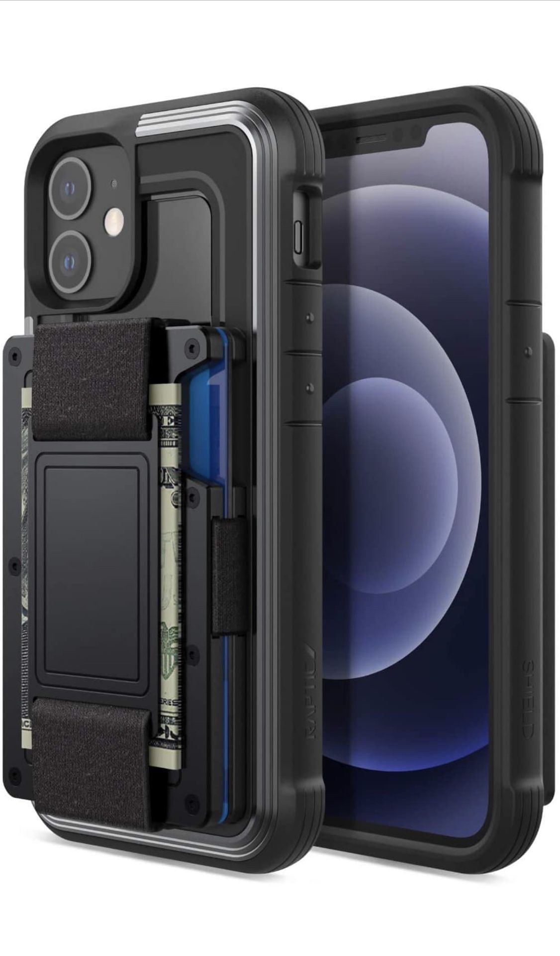 Raptic wallet holds up to 12 cards and cash shield wallet for iphone 12 mini