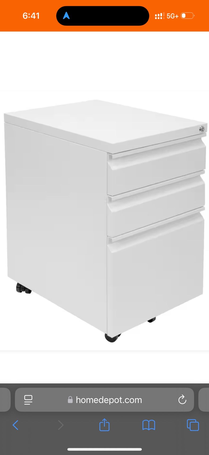 Metal 15.3 in. W Under Desk Pedestal File Cabinet with Wheels, Rolling Storage 