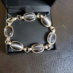Black Tigereye & Silver-tone Bracelet