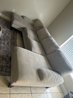 Beige Fabric Sectional Sofa with Chaise
