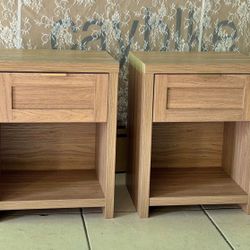 Set of 2 bedside tables, bohemian side table with drawer and storage shelf, minimalist side table for sofa bed with drawer for bedroom and living room