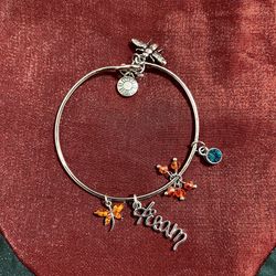 Expressions Dream Bangle Bracelet Charms Silver Bee Sun Dragonfly Beaded Orange Teal Beads Crystals
