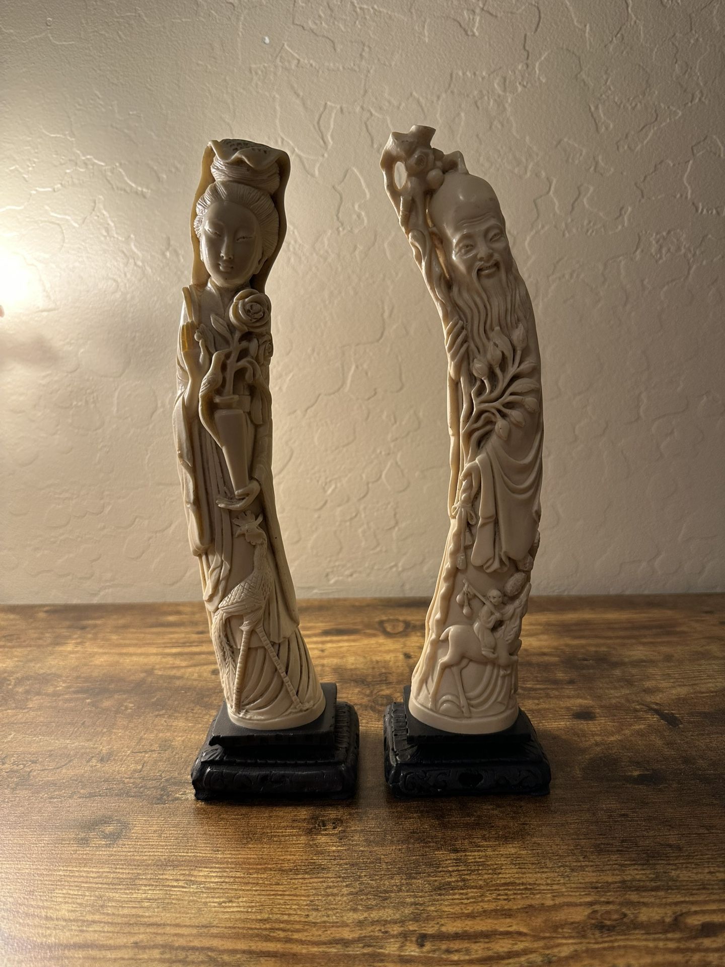 (2) Antique Hand Carved Chinese Jade Figures