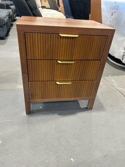 Modern Fluted 3-Drawer Nightstand with Gold Hardware (24”Lx 15.5” D x28”H )