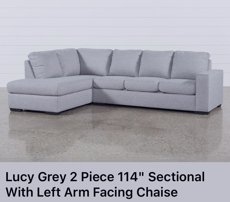 Living Spaces- Lucy Grey 2 Piece 114" Sectional 