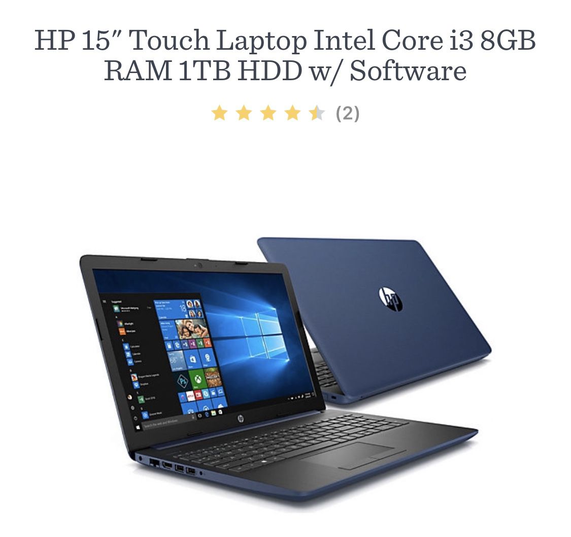 Refurbished - HP 15” touch laptop New 8gb i3