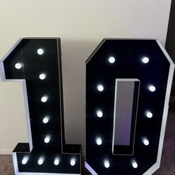 4ft Tall Light Up Number 10 Marquee Letters Birthday Party Decor