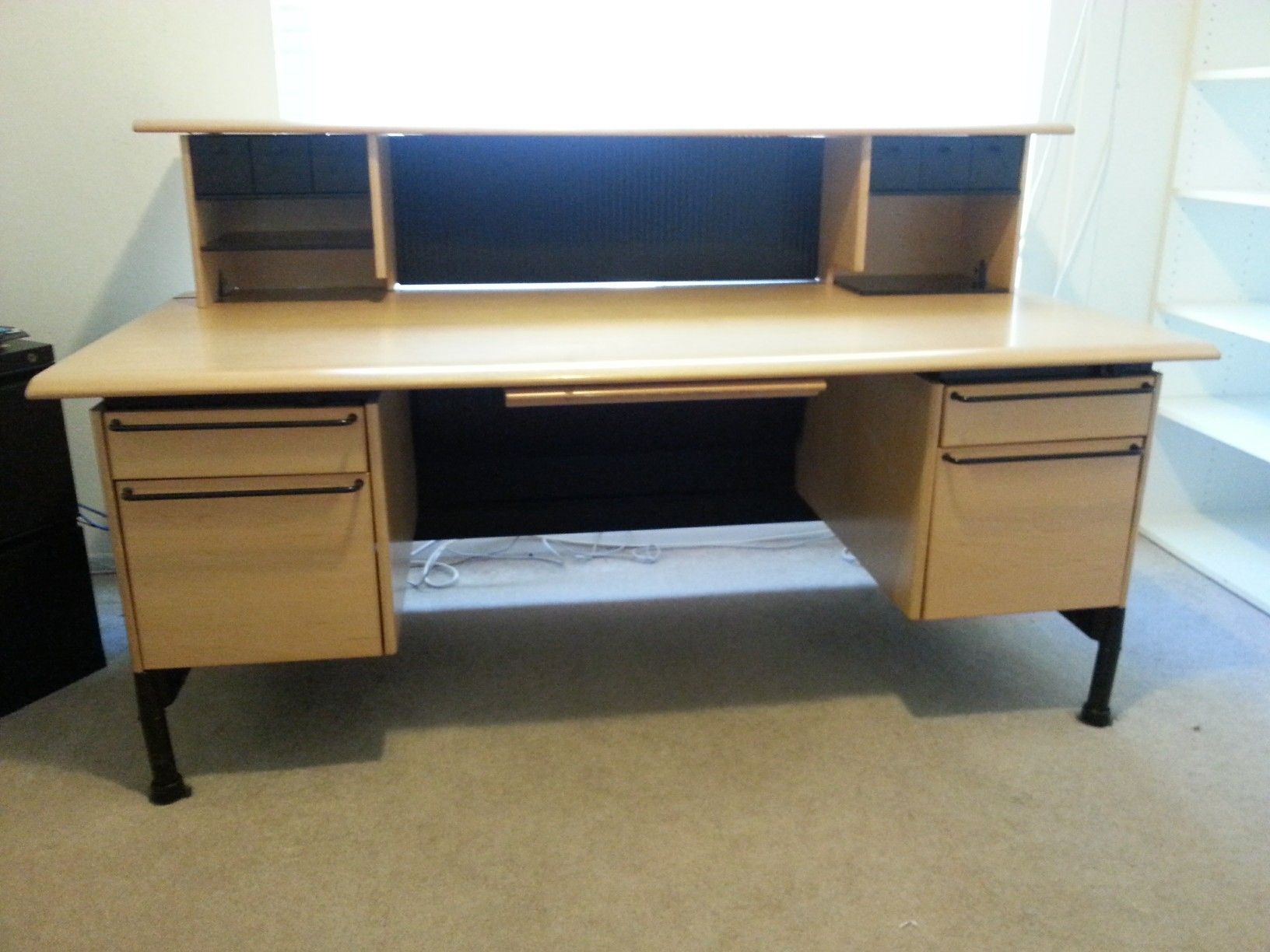Herman Miller Wood Veneer Desk and Credenza
