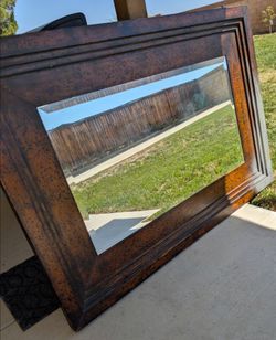 Large, rustic distressed wall mirror