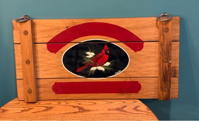 Pre Owned Vintage Remarkable Handmade Wooden Cardinal Hanging Painted Plaque