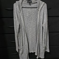 Grey Cardigan with Hood