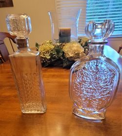 Vintage Schenley Liquor & Obear Nester Glass Decanters Lot Of 2