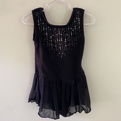 Black Ballet Dance Leotard With Glitter and Skirt - Size 4 - Pre-owned - Great Condition - Soft Fabric 