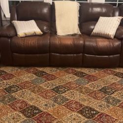 Brown Top Leather Power Reclining Sofa-Raymour & Flannigan