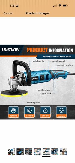 LDHTHOPI Buffer Polisher, 1600W 7 Inch/6 Inch Rotary Buffer Polisher Waxer, 7 Variable Speed 1000-3500 RPM, Detachable Handle for Car, Boat Sanding, P