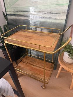 Wood & Gold Bar Cart