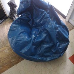 Jumbo Giant Adult Sized Vinyl Bean Bag Chair, Blue - Pre-owned, Great Condition 