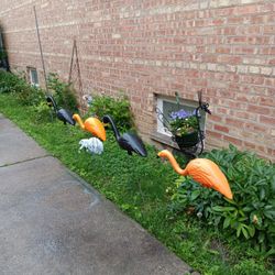 Set Of Four Pieces Polyresin Outdoor Patio Flamingos Yard Decoration 
