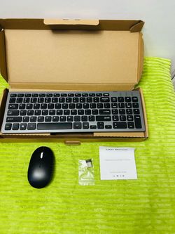 Combo de teclado y mouse inalámbricos, teclado compacto y silencioso de 2.4 GHz, teclado ergonómico de tamaño completo de 106 teclas para laptop, comp