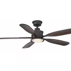 Fallsburg 52 in. Integrated LED Indoor/Outdoor Natural Iron Ceiling Fan with Light and Remote Control