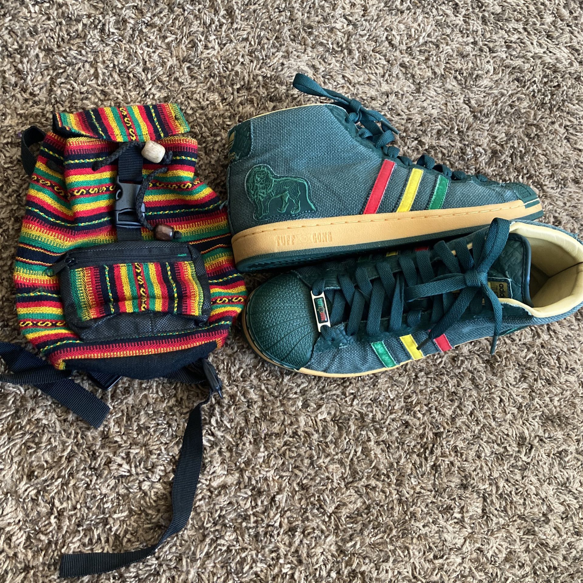 Tuff Adidas Size And Small Rasta Bag For 100 Bucks for Sale in Yucca Valley, CA -