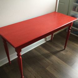 Red Lacquered Harvest Table.                                              21 1/2.  Deep.  X 51 1/2  Wide. X 28 3/4 .Tall