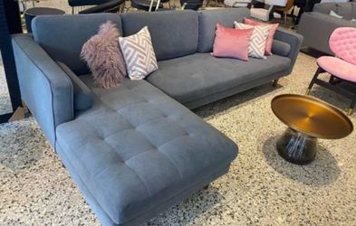 Gray Fabric Sectional Sofa with Chaise, Same Day Delivery