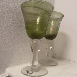 Green Glass Cups 