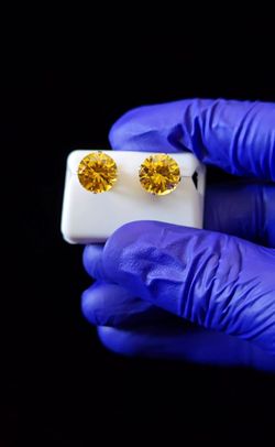 10mm 925 Sterling Silver Yellow Citrine Stud Earrings