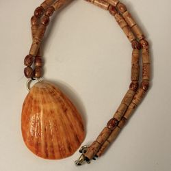 Orange Spiney Oyster Shell Necklace 