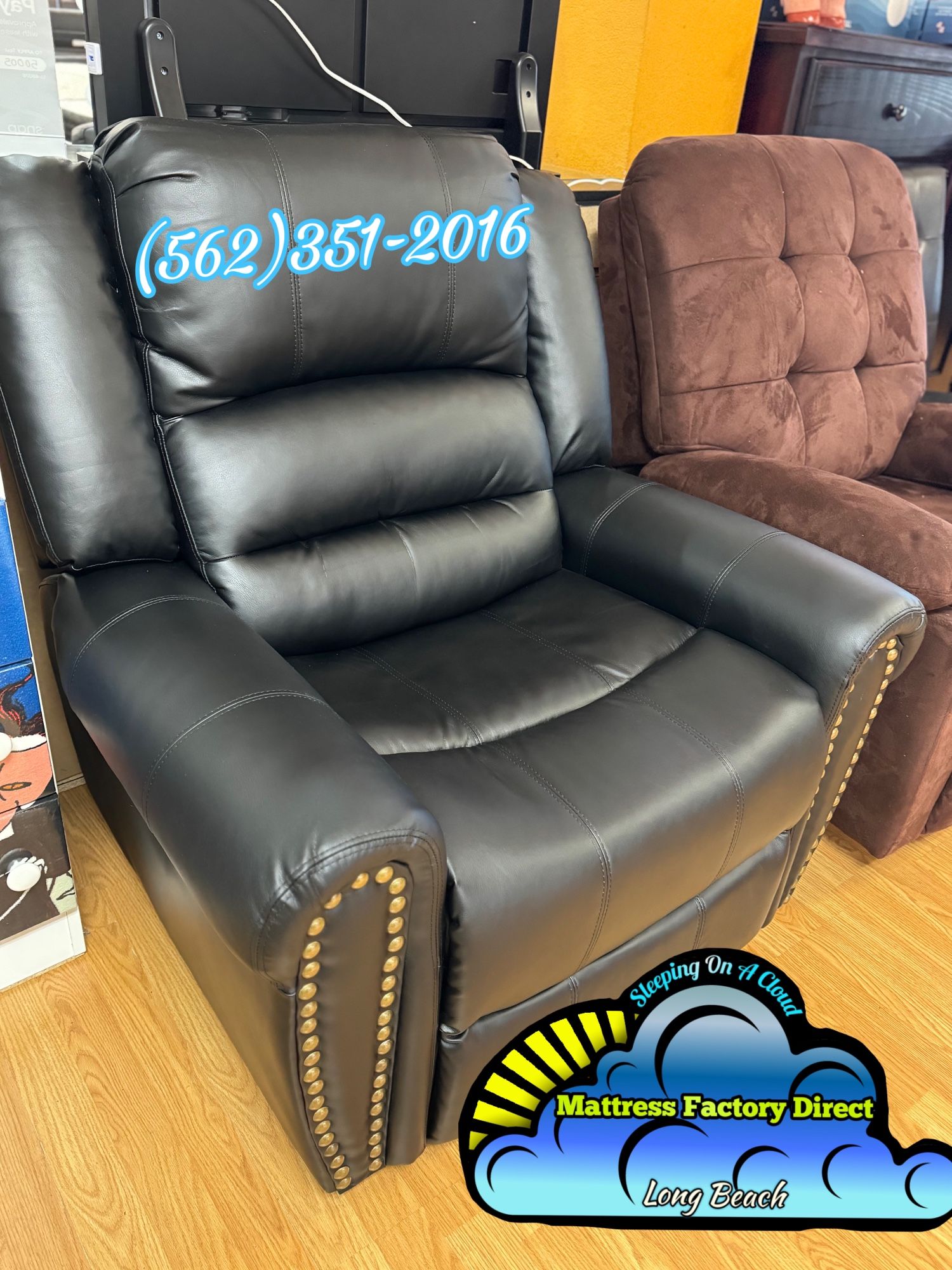 New Leather Black Recliner Seat Couch Silla 