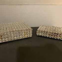 Silver Metal Crystal Jewelry Boxes