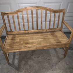 Oak Wood Bench With Storage Compartment