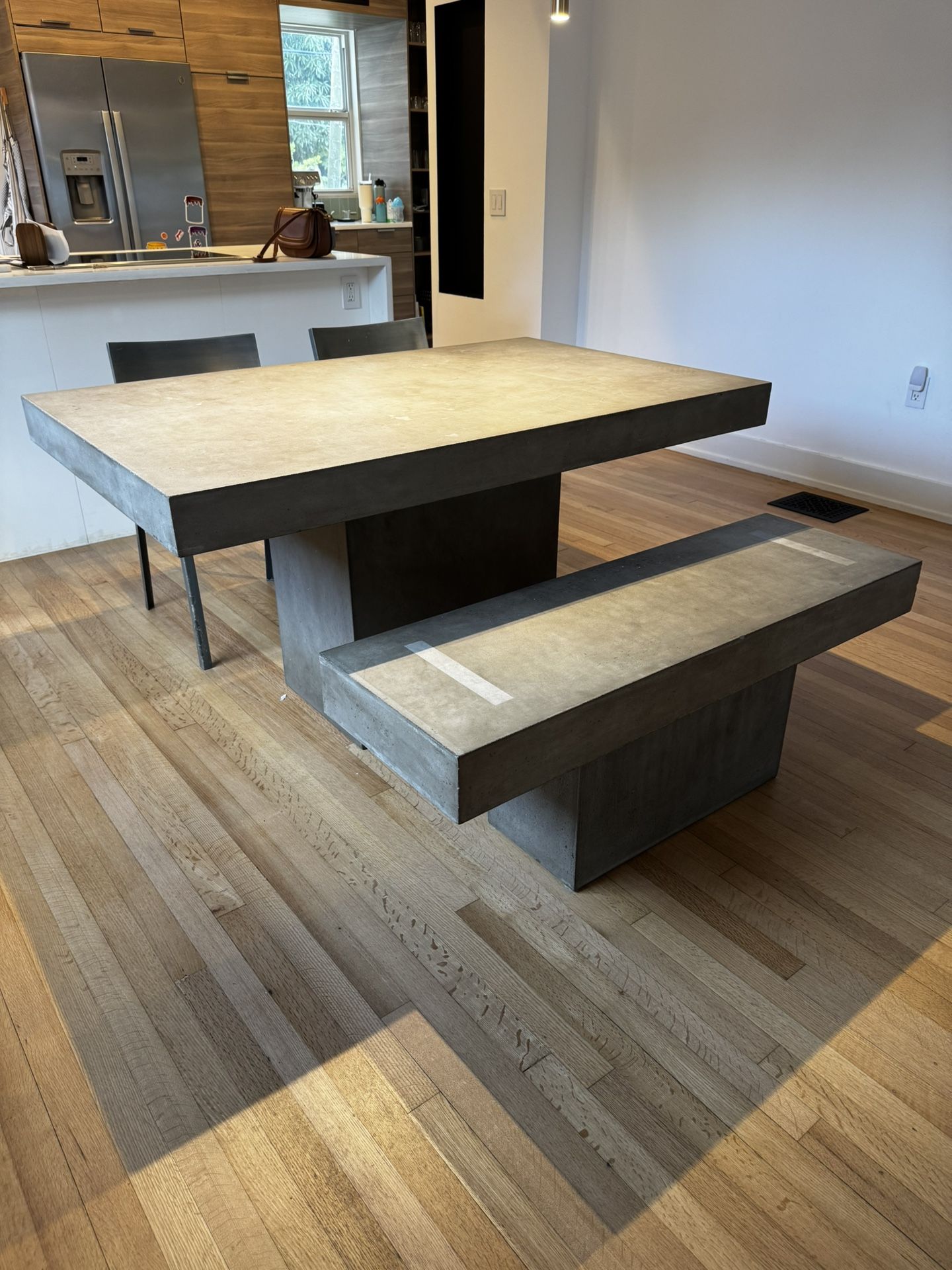 CB2 Fuze Cement Table, Bench, & Chairs