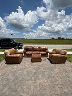 Leather Couch and Chairs Set - Delivery Available