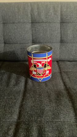 Vintage 1976 Centennial Eagle Tin Canister Cookie Jar 6” Patriotic USA