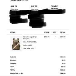 Michael Kors Rivington Logo Stripe Backpack - Camel Color *pickup only*