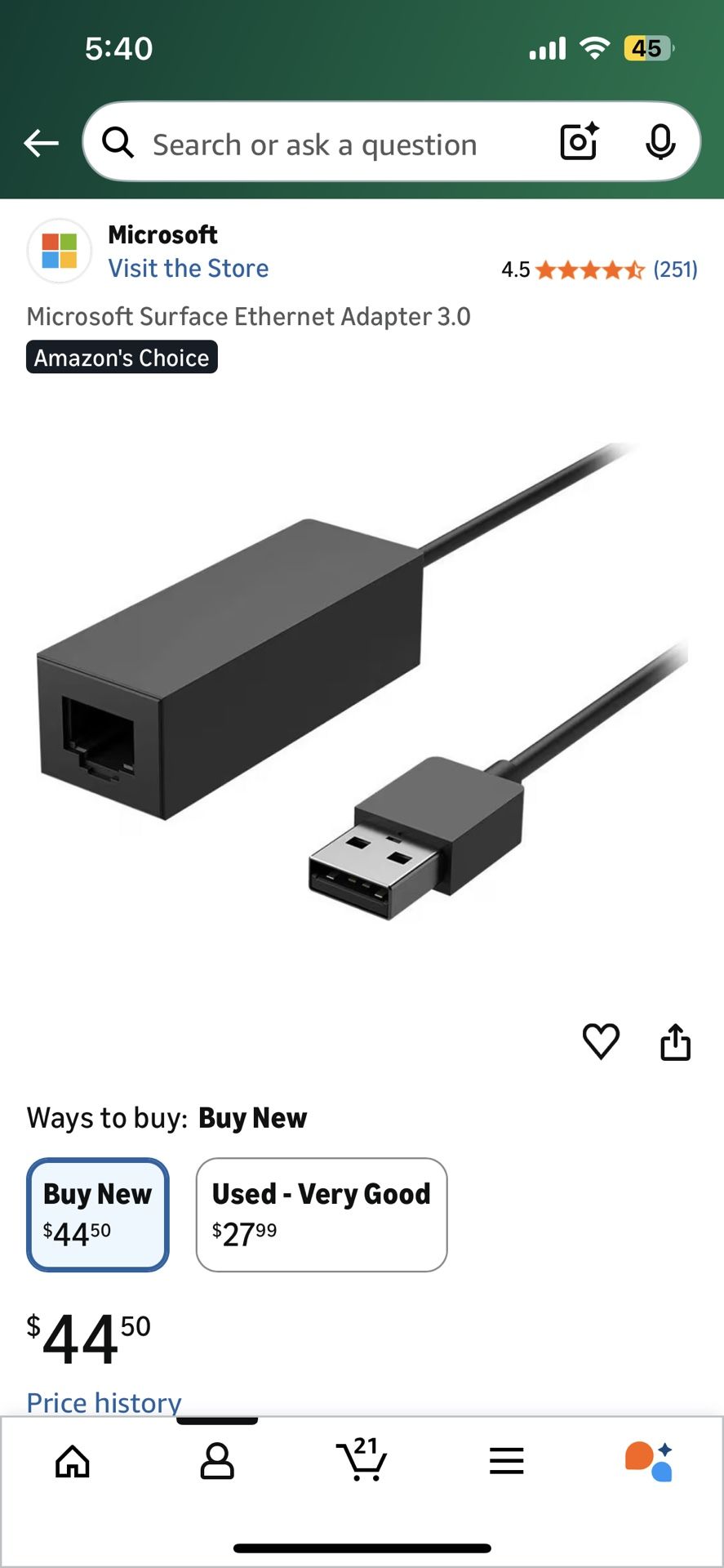New Microsoft Surface Ethernet Adapter 3.0