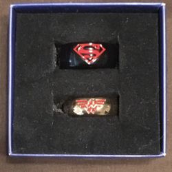 New DC Superman And Wonder Woman Wedding Band Rings 