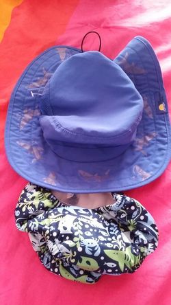 Safari Sun Hat - Blue Shark and reusable swiming suit for 18m old boy