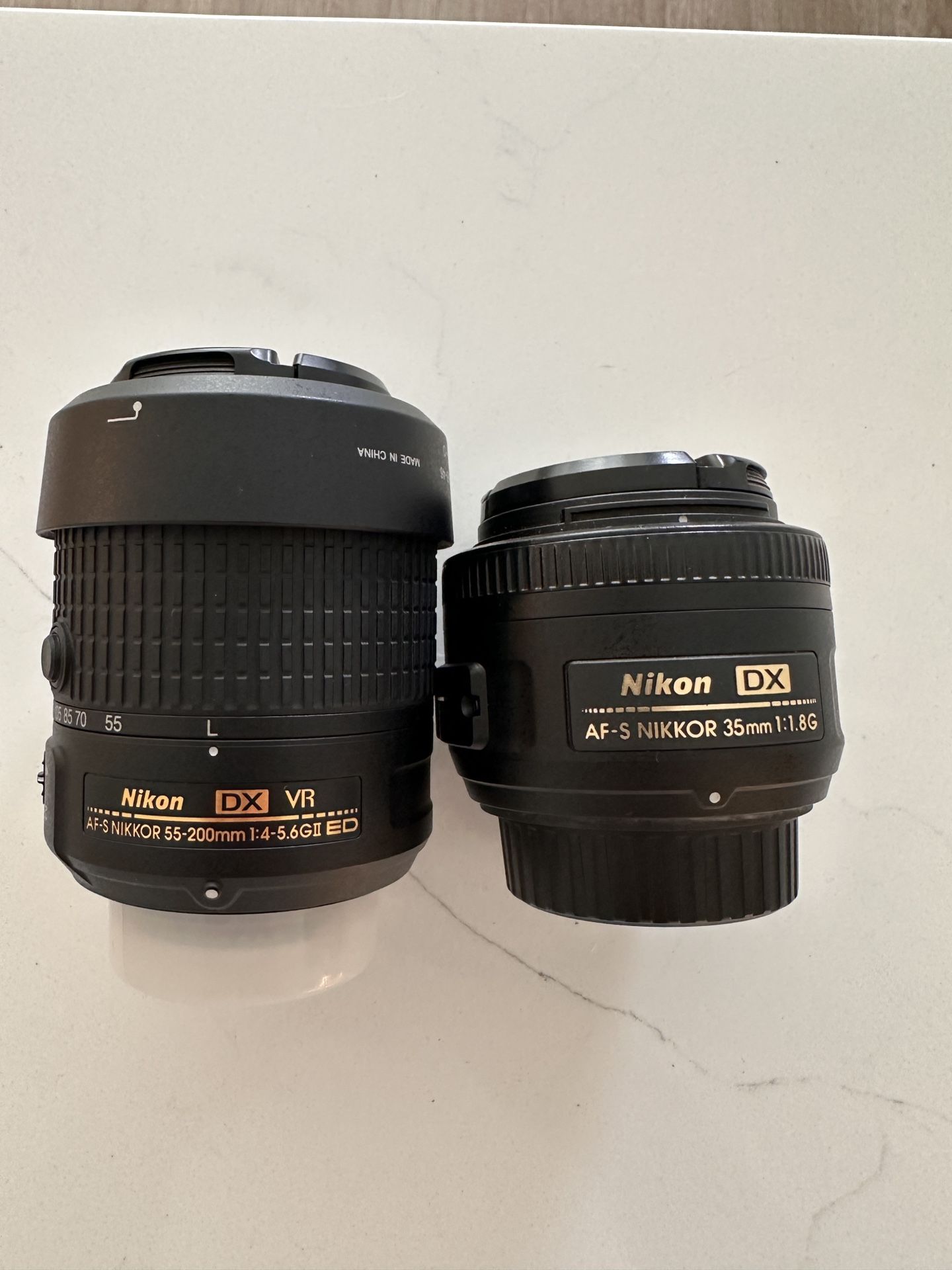 Nikon Nikkor 35mm 1.8 & 55-200mm 4-5.6 lens