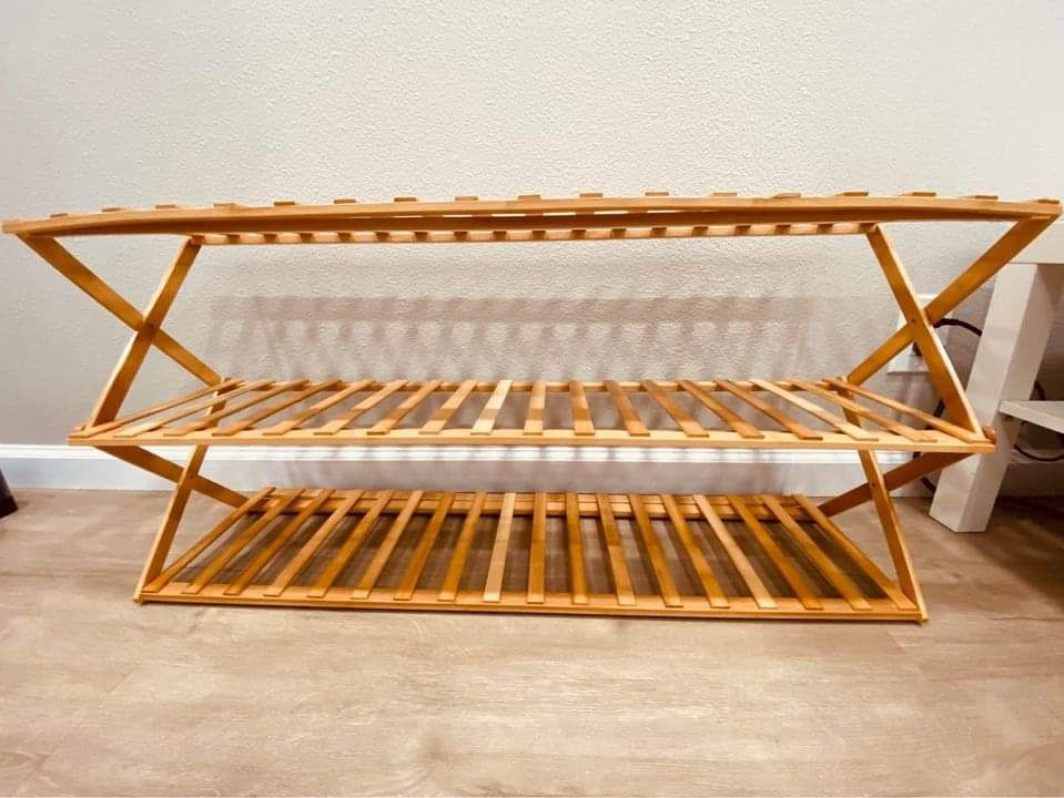 Brand New In Box Bamboo Racks Indoor Shoe Rack, Plant Holder