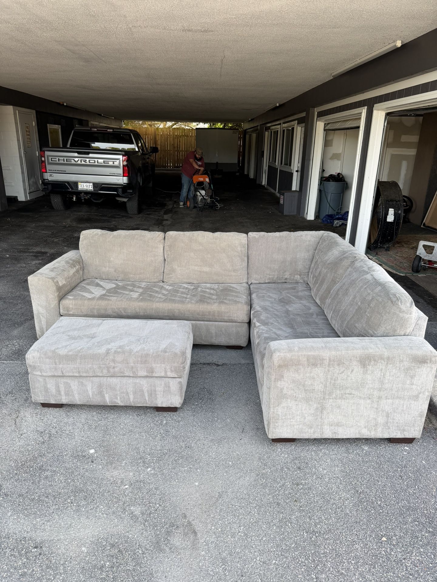 Gray Sectional Couch Sofa W ottoman