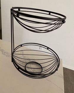 Iron 2-Tier Fruit Basket - Black