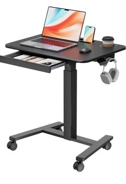 ONLY $85: 28" Mobile Standing Desk with Drawer, Portable Laptop Desk Rolling Desk